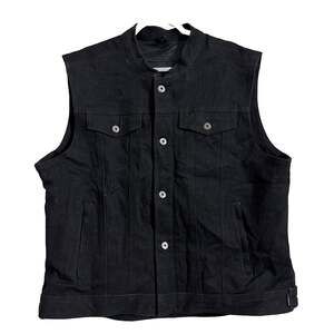 Street & Steel Men's XL Black Denim Motorcycle Vest Sleeveless Biker Jacket